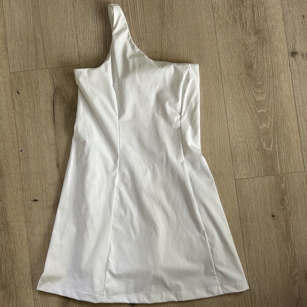 Outdoor Voices Athletic Dress Size Small Crisp White One Shoulder Built In Short
